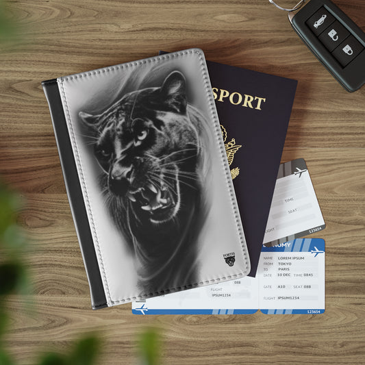 Panther Roar Passport Cover — Black Cat Travel Document Holder