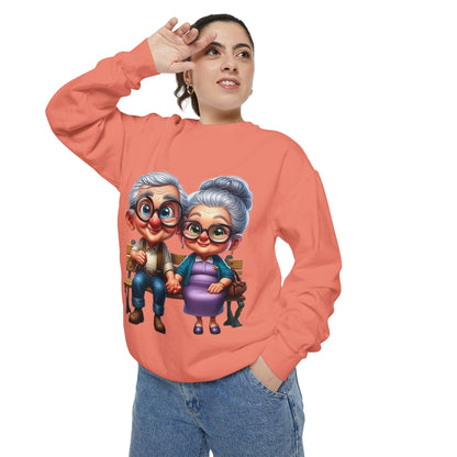 Grandparents Sitting on Bench Cute Couple Sweatshirt