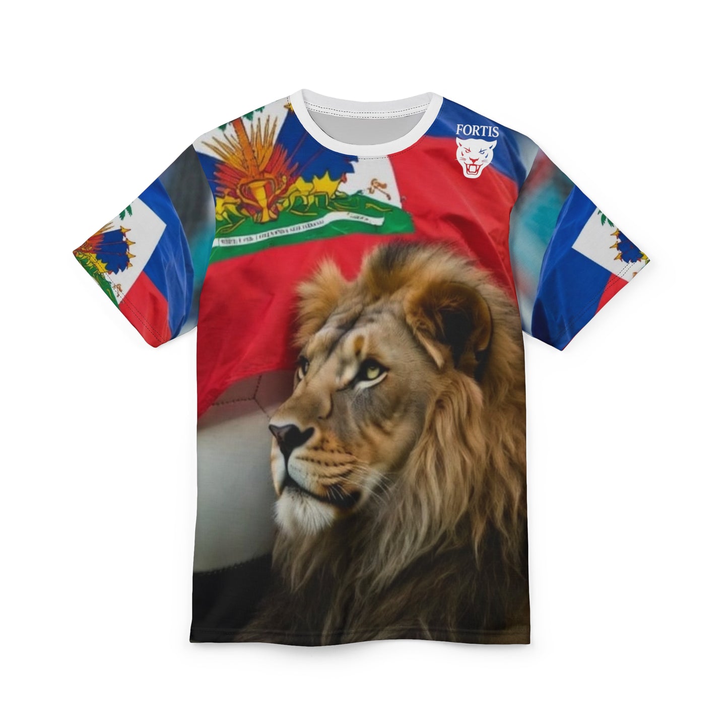 Haiti Flag Lion T-Shirt — Patriotic Haitian All-Over Print Tee