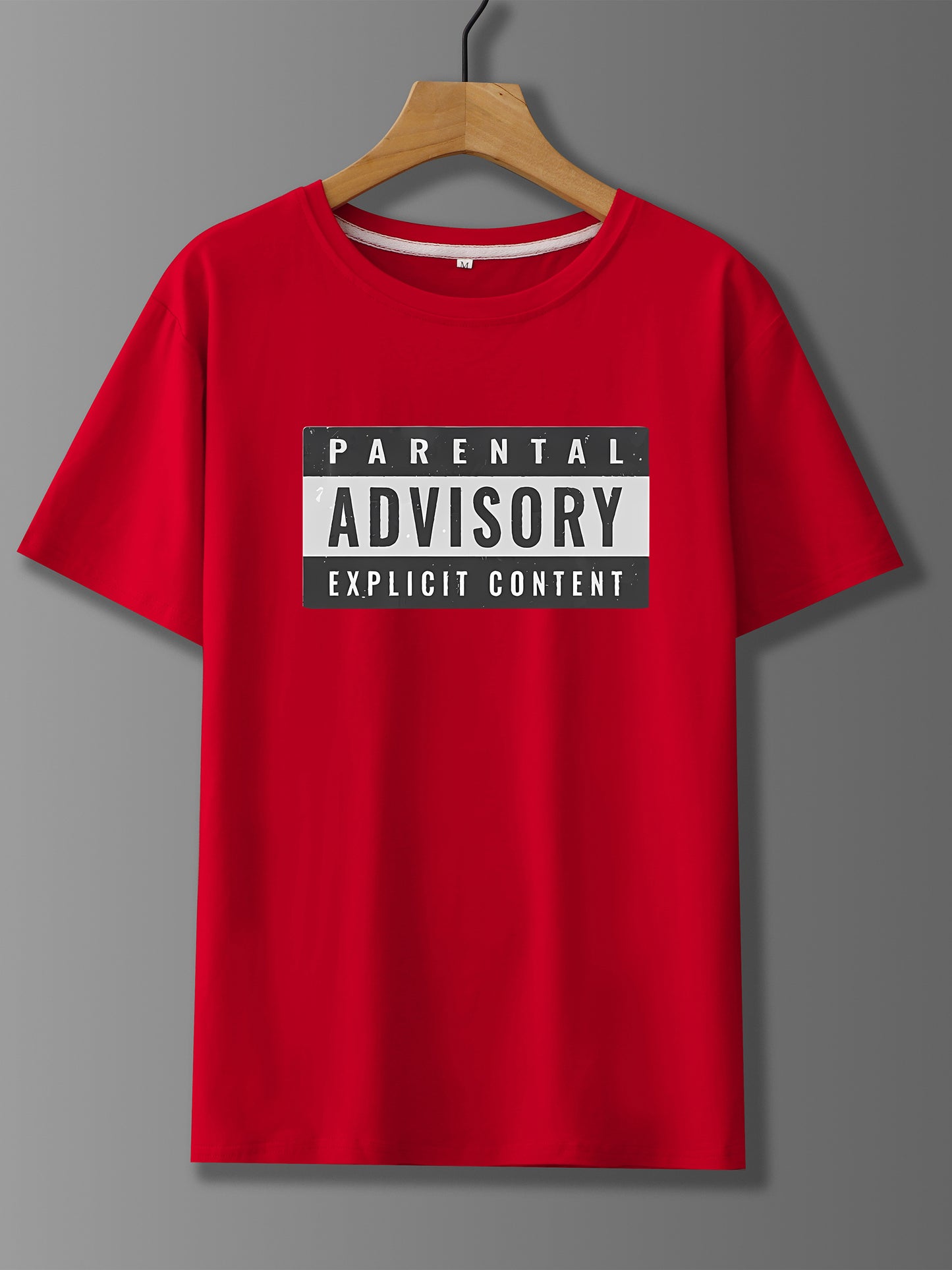 Parents' Advice Letter Printed Men's Round Neck Short Sleeved T-shirt, Fashionable T-shirt, Casual And Comfortable Lightweight Top Suitable For Summer