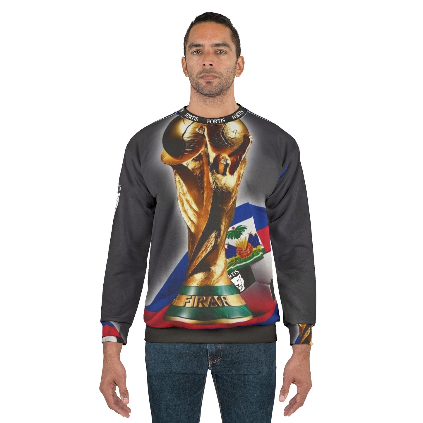 World Cup Trophy Sweatshirt — Haitian Flag Soccer Crewneck
