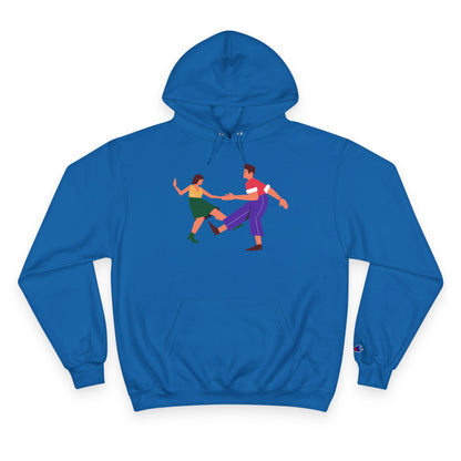 Dancing Couple Champion Hoodie — Retro Social Dance Graphic Pullover