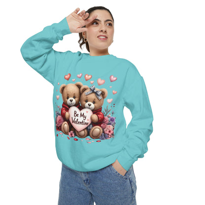Valentine Teddy Sweatshirt — "Be My Valentine" Cute Couple Bears Design