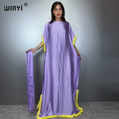 Fashion Monocolour Dress with Scarf Long Femme Abaya Dubai Luxury Party Kaftan Muslim Women Clothing Abaya Dubai Luxury