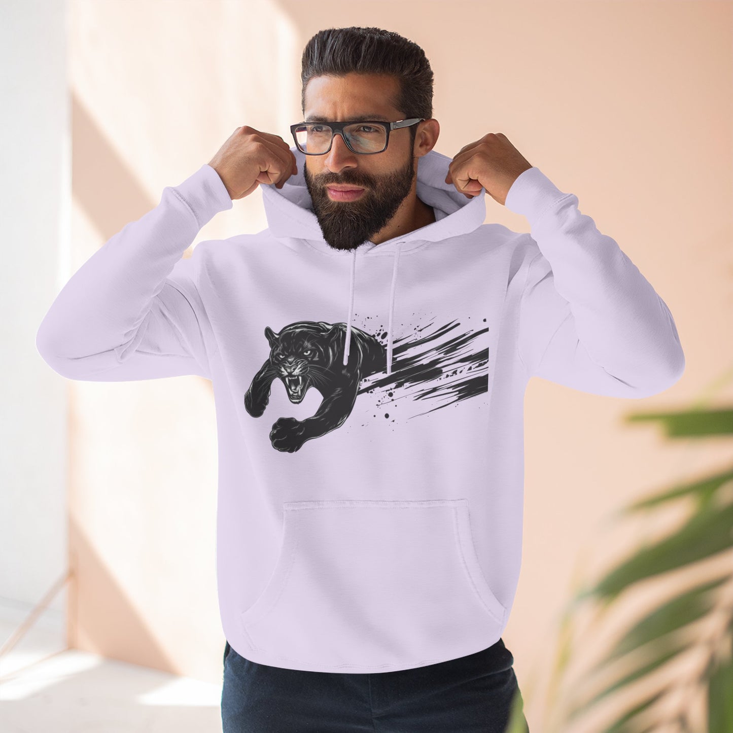 Panther Motion Hoodie — Leaping Black Panther Graphic Pullover