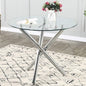 Glass round Dining Table with Clear Tempered Top - Modern Kitchen End Table for Leisure Tea and Coffee