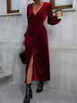 European And American Women's Clothing Party Velvet Mid-length Dress