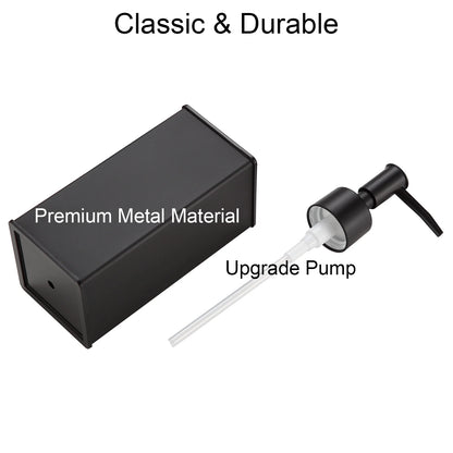 Soap Dispenser, Square Black Soap Dispenser, Premium Aluminium Rustproof Hand Soap Dispenser for Bathroom Kitchen Home Hotel 240 ML
