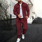 Double Pocket Printed Men's Casual Long Sleeve Shirt Trousers