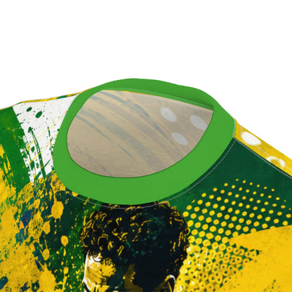 Brazil Soccer Player Graphic Tee - Green & Yellow Football Jersey Design