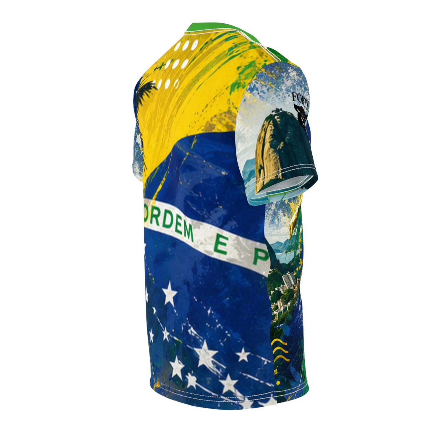 Brazil Soccer Player Graphic Tee - Green & Yellow Football Jersey Design