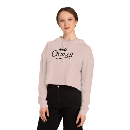 Cropped Hoodie — "Chameli" Script Crown Logo Women’s Hooded Sweatshirt