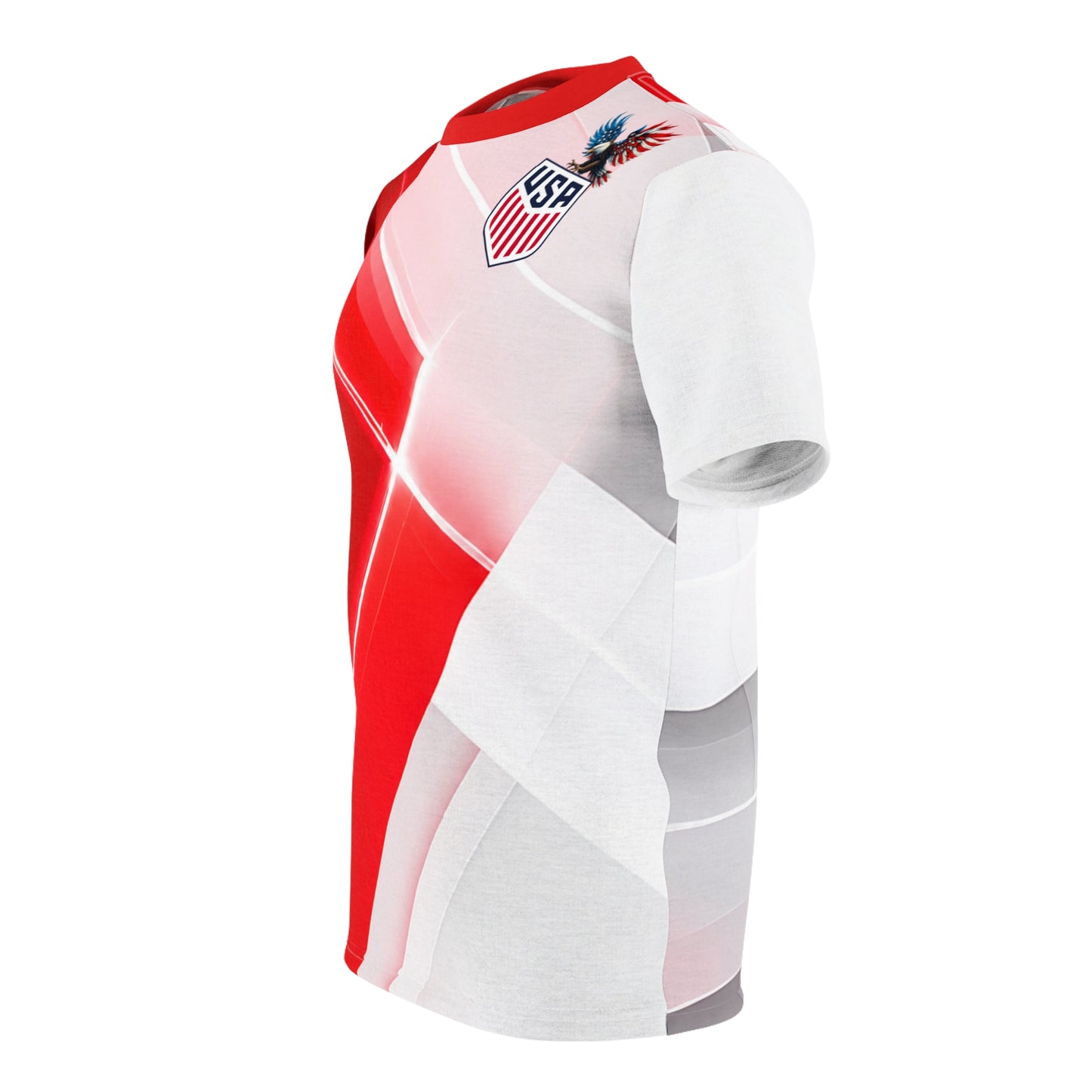 USA Eagle Shield Graphic Tee — Red White All-Over Print