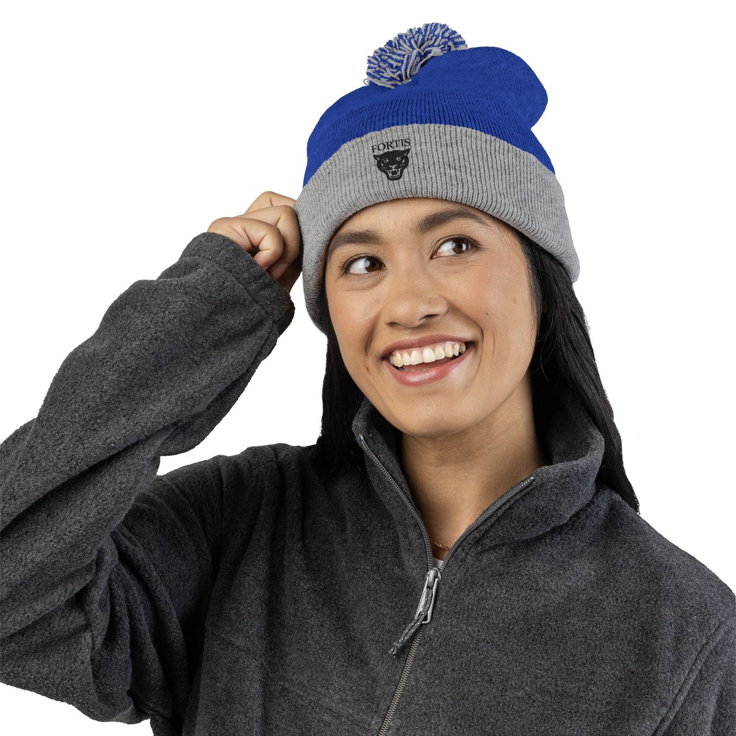 Embroidered Pom-Pom Beanie — FORTIS Panther Knit Cap