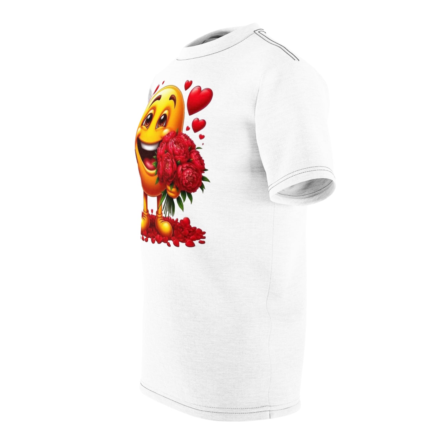 Valentine Emoji Tee — Smiling Emoji with Roses & Wine Gift T-Shirt