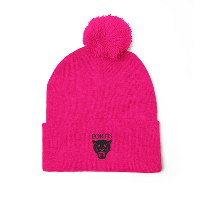 Embroidered Pom-Pom Beanie — FORTIS Panther Knit Cap