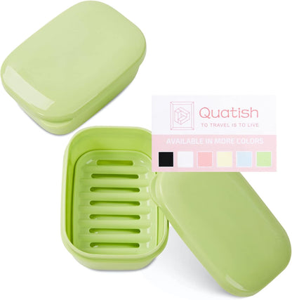 2 Pack Travel Soap Container, Portable Soap Holder with Lid, Travel Bar Soap Holder, Soap Case for Camping Gym Travel, Soap Box for Bathroom,Green