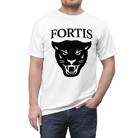 Fierce Panther Graphic Tee - Unisex AOP Shirt with 'FORTIS'