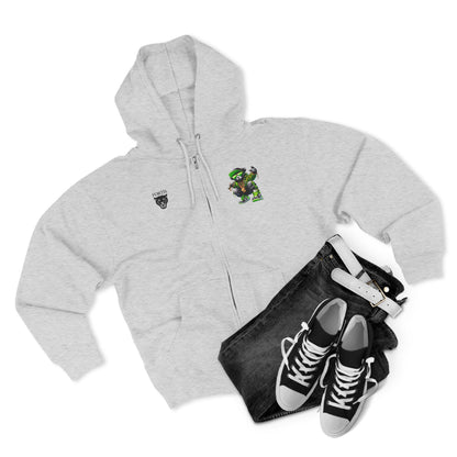 Streetwear Bear Zip Hoodie — Green Urban Teddy Graphic Zip-Up