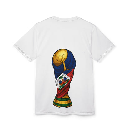 Haiti Soccer Fan Tee – Player Celebrating with Haitian Flag