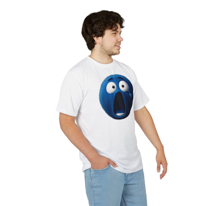 Blue Shocked Emoji T-Shirt — Funny Fuzzy Face Graphic Tee