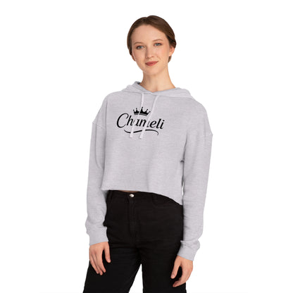 Cropped Hoodie — "Chameli" Script Crown Logo Women’s Hooded Sweatshirt