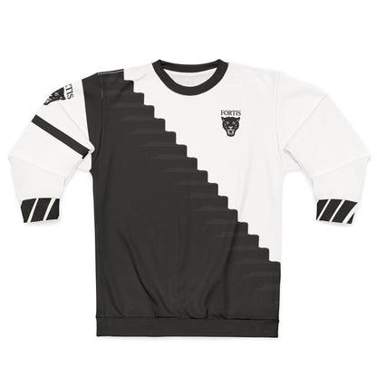 Black & White Diagonal Stair Sweatshirt — Fortis Logo Crewneck