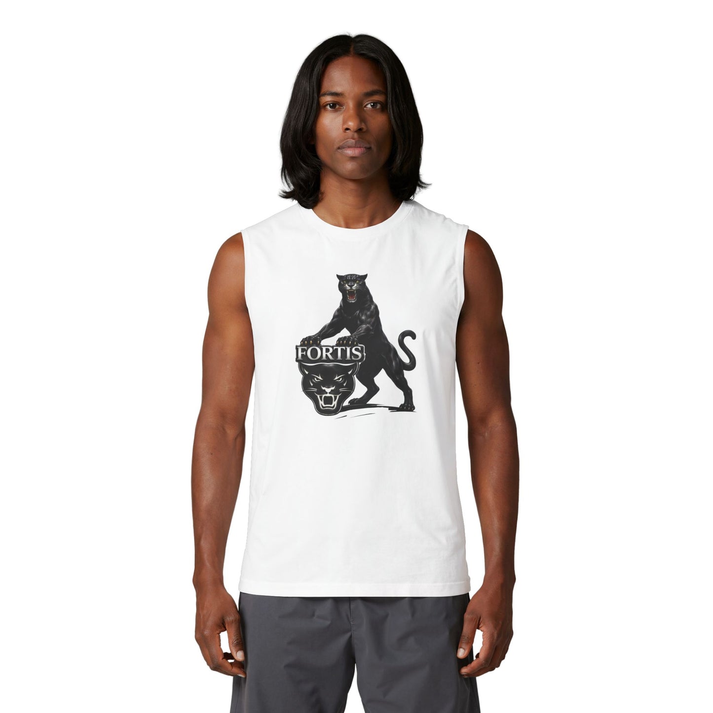 Fortis Panther Muscle Tank — Vintage Black Panther Graphic Tank Top