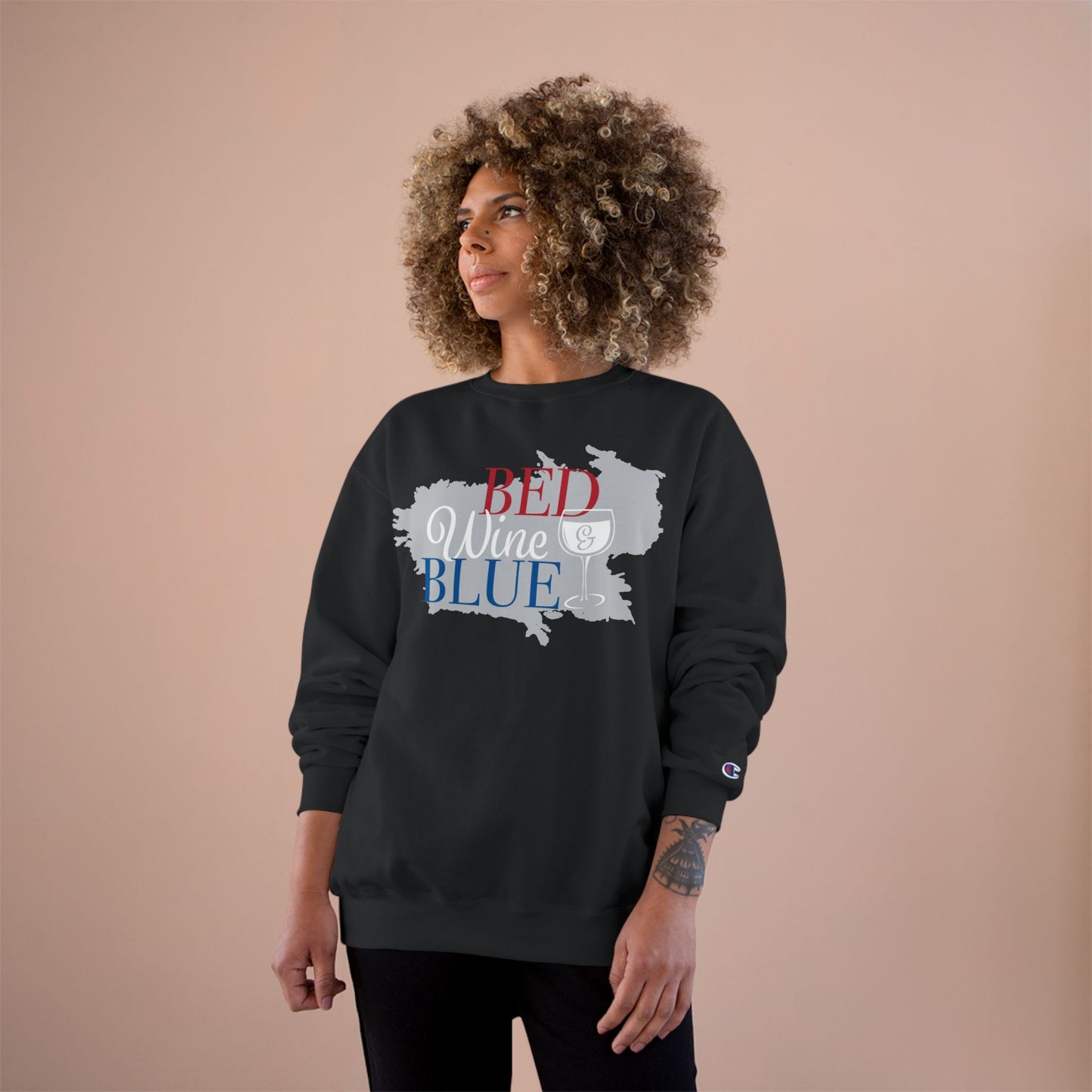 Red White & Wine Sweatshirt — Bed Wine Blue Graphic Crewneck