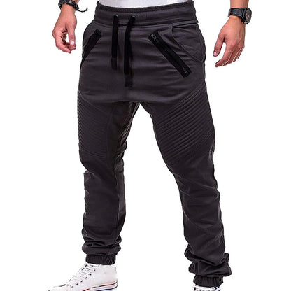 HOT SALES!!! New Arrival Men Fashion Drawstring Zip Strips Pockets Ankle Tied Long Pants Sports Trousers Wholesale Dropshipping