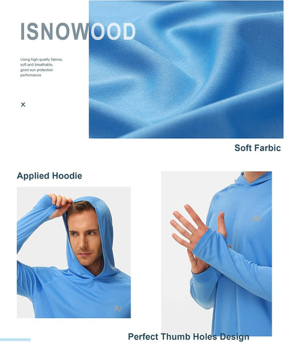 Sun Shirt UPF 50+ Men'S Fishing Shirt Long Sleeve UV Protection Hoodie Rash Guard for Swimming Running Hiking Light