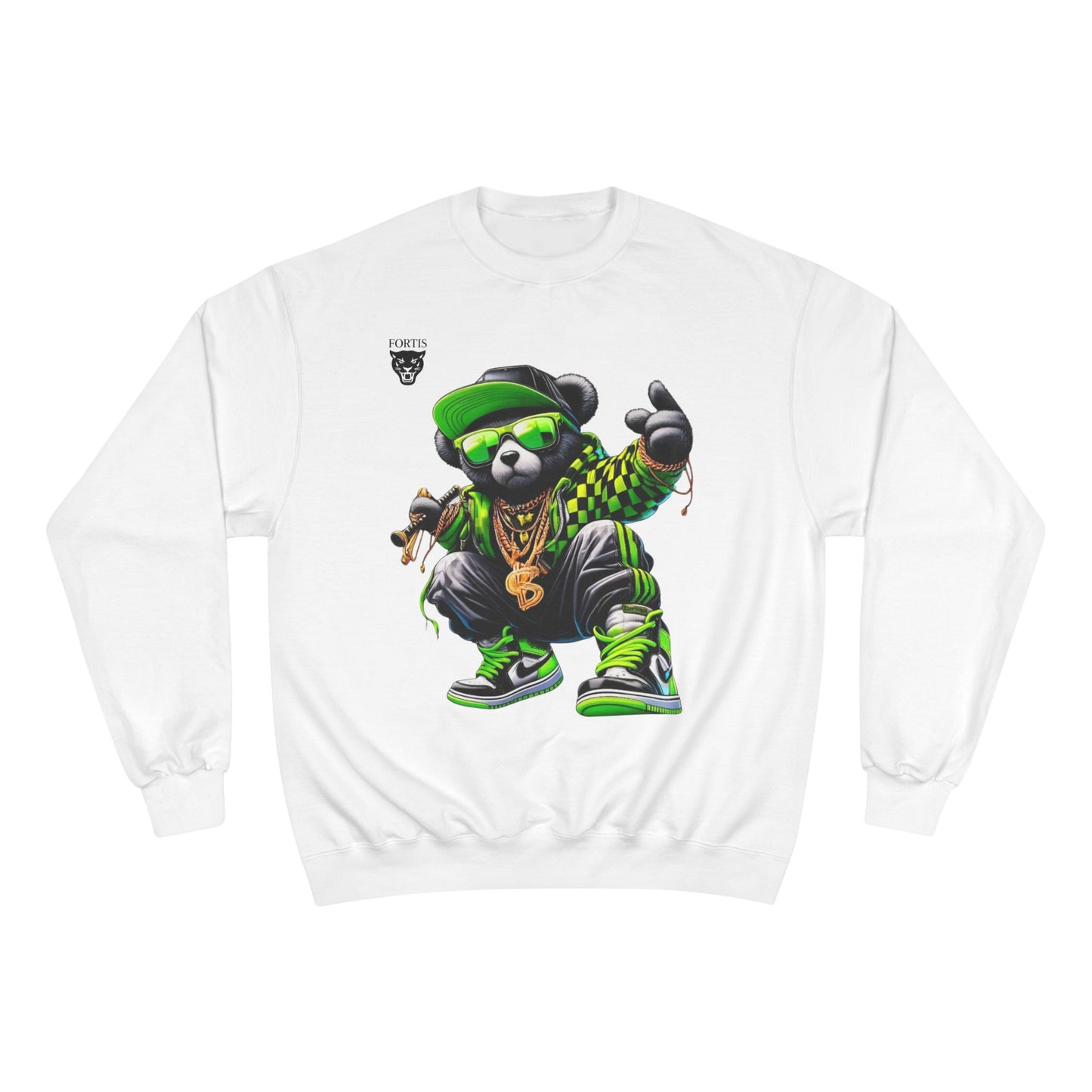 Hip Hop Bear Champion Sweatshirt — Streetwear Crewneck with ‘Champion’ Style Graphic