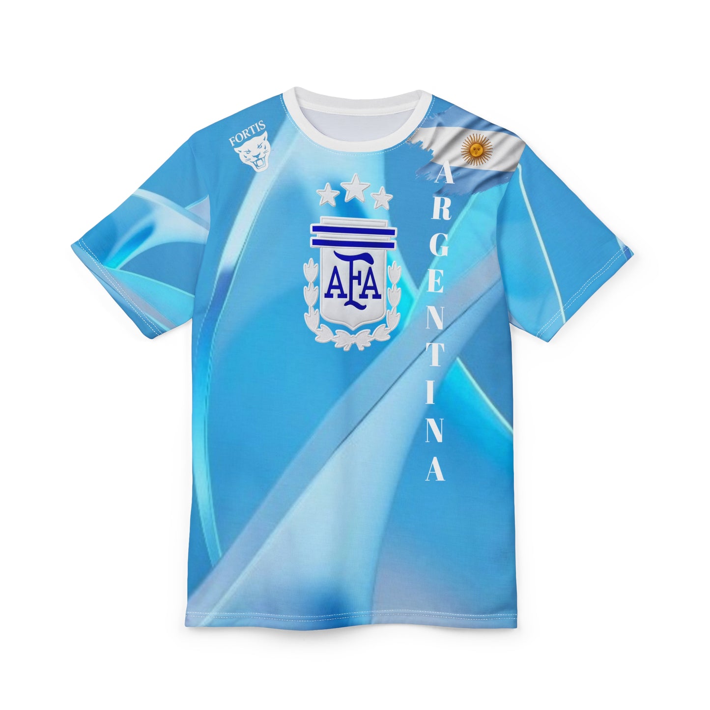Argentina AFA Crest Soccer Jersey Tee – Light Blue All-Over Print