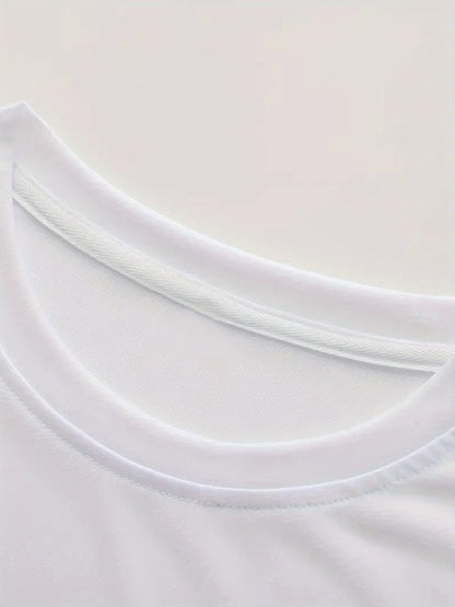 Parents' Advice Letter Printed Men's Round Neck Short Sleeved T-shirt, Fashionable T-shirt, Casual And Comfortable Lightweight Top Suitable For Summer
