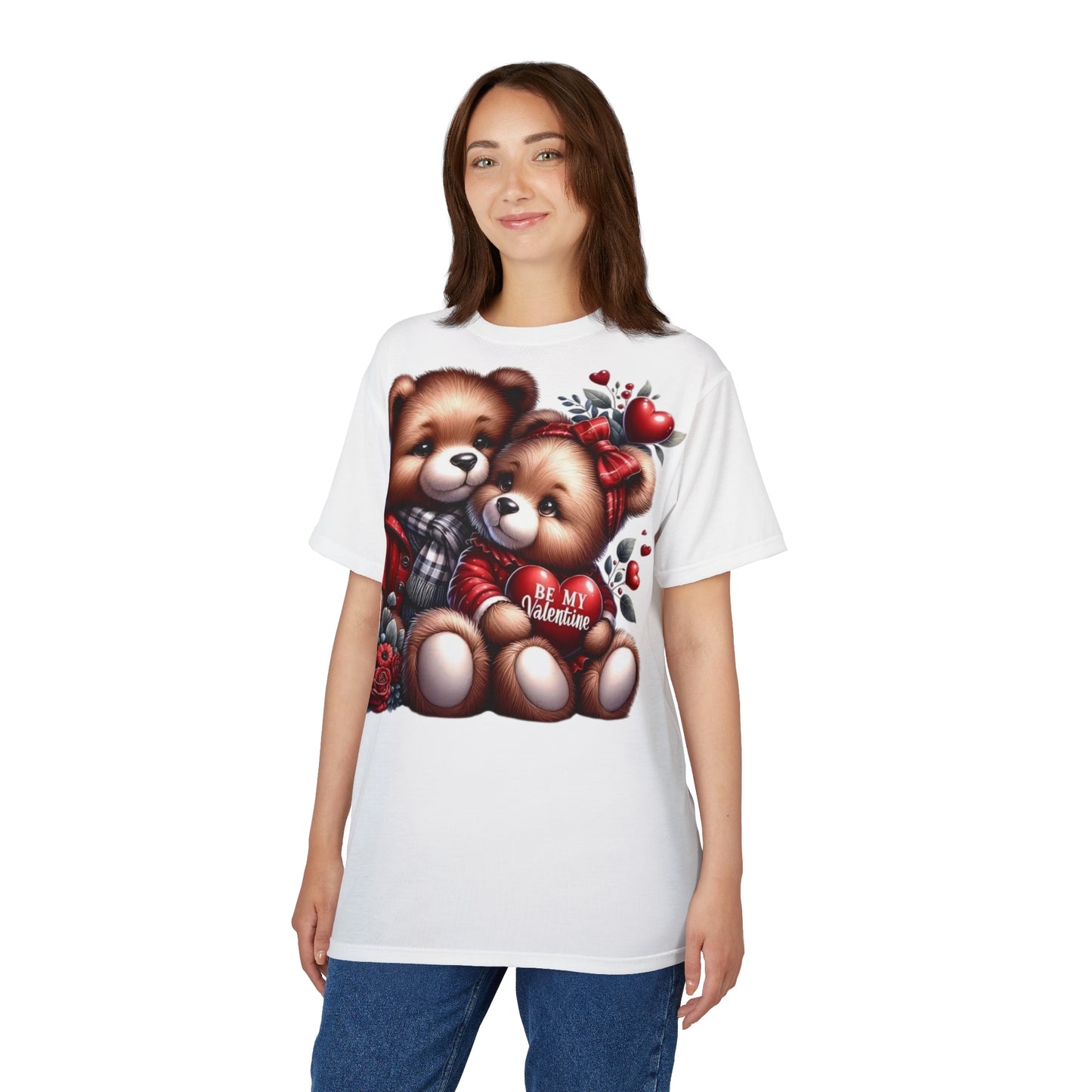 Valentine Teddy Bears Tee — "Be My Valentine" Cute Couple Graphic Shirt