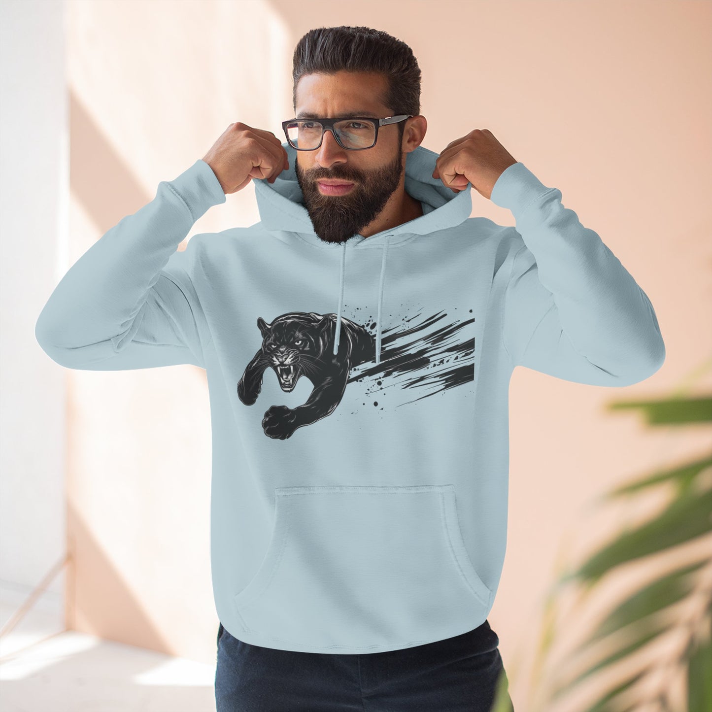 Panther Motion Hoodie — Leaping Black Panther Graphic Pullover