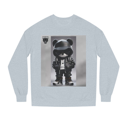 Streetwear Bear Graphic Sweatshirt — Black Hoodie Bear Illustration Crewneck