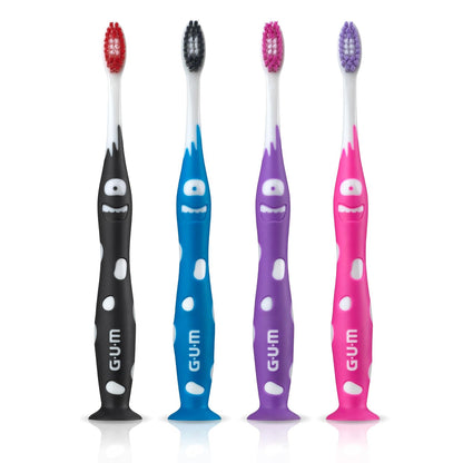 Monsterz Jr Kids’ Toothbrush, Soft Bristled Children’S Toothbrush with Suction Cup, for Ages 5+, 1 Count(Pack of 6)