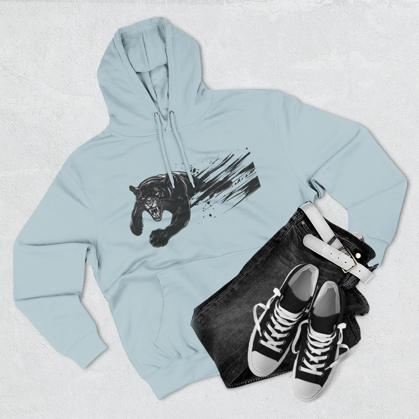 Panther Motion Hoodie — Leaping Black Panther Graphic Pullover