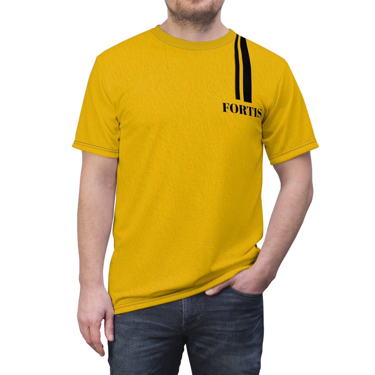 Fortis Stripe Tee — Yellow Athletic Cut & Sew T‑Shirt