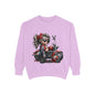 Retro Biker Girl Sweatshirt — Cute Motorcycle Crewneck