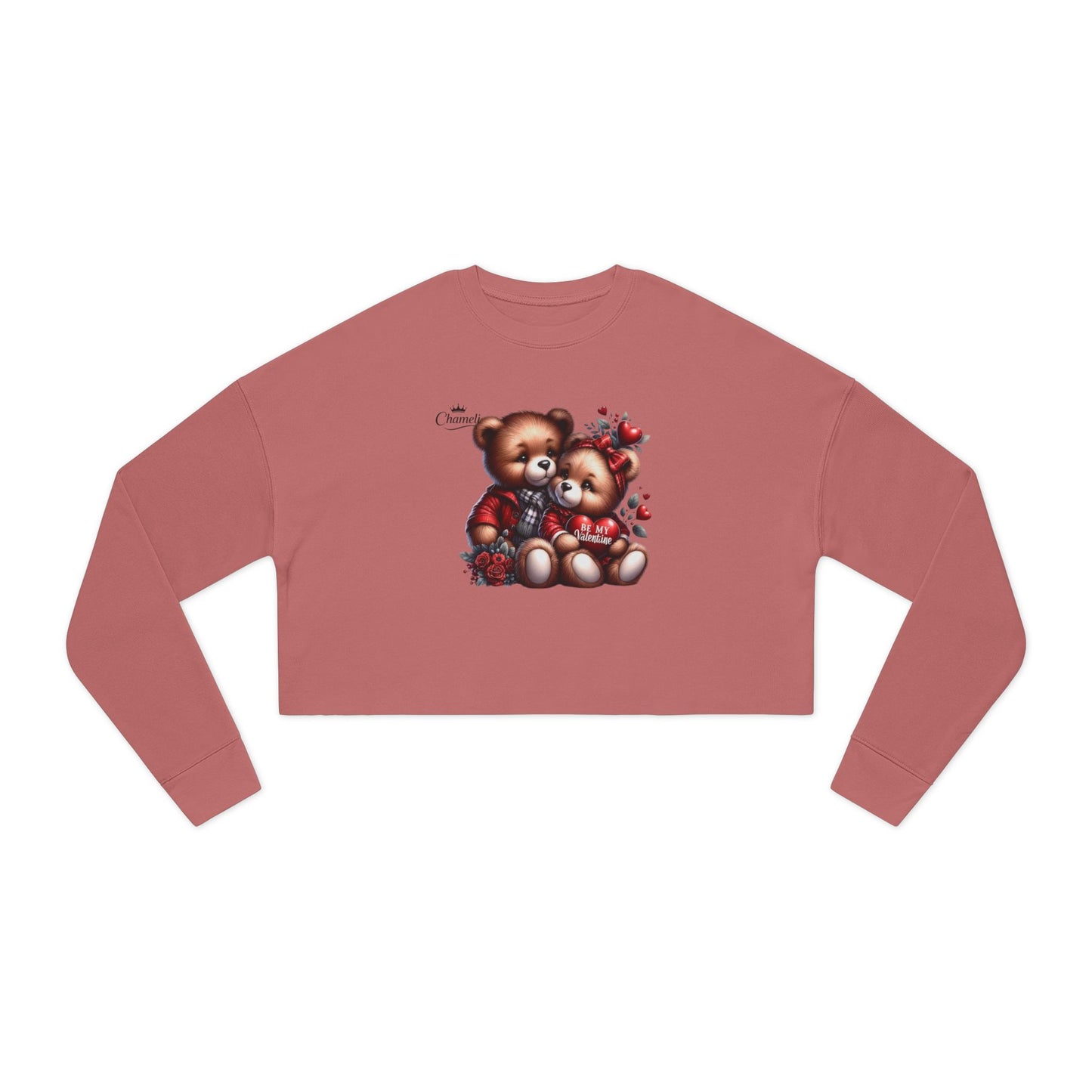 Valentine Teddy Bear Cropped Sweatshirt