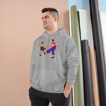 Dancing Couple Champion Hoodie — Retro Social Dance Graphic Pullover