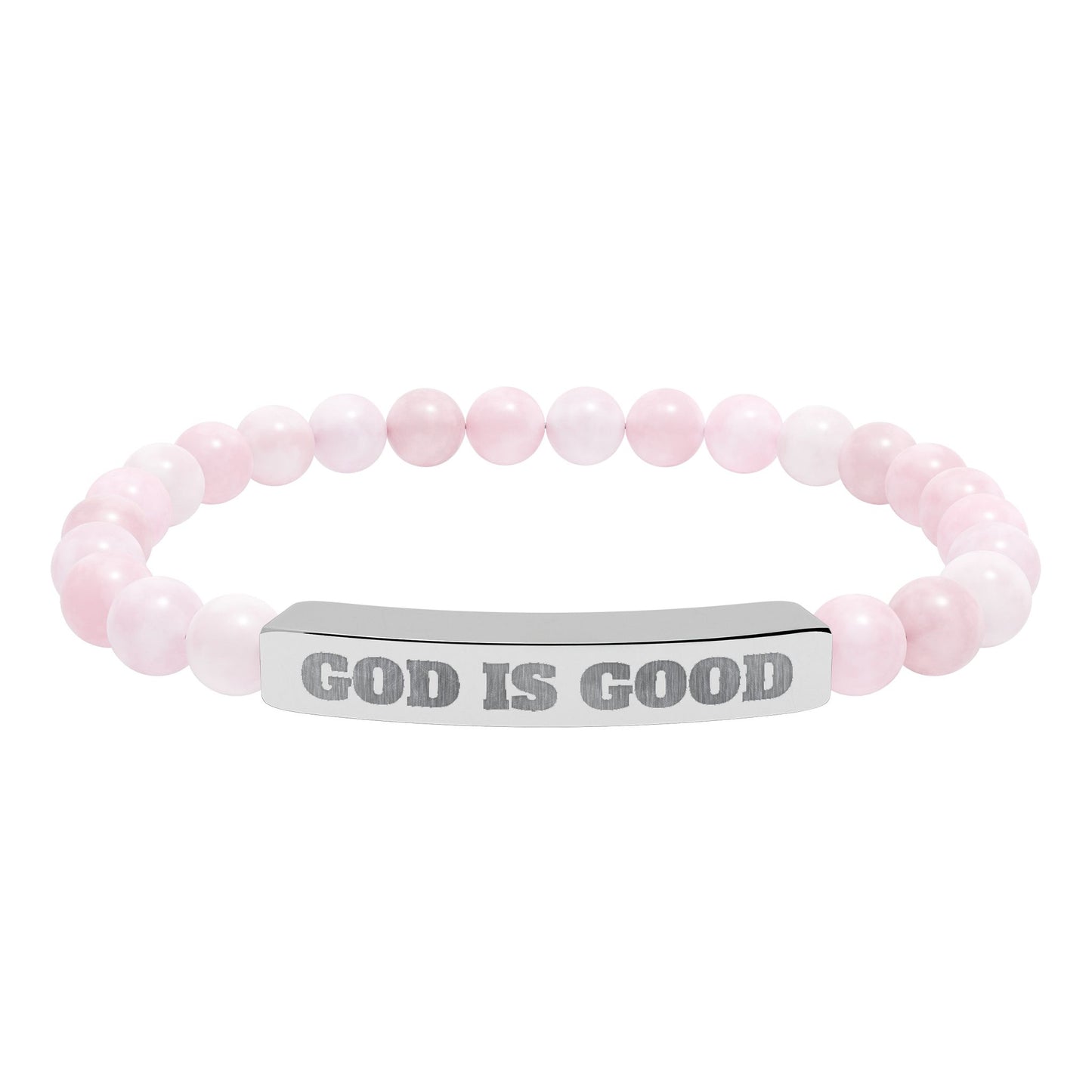 Engraved 'God Is Good' Natural Stone Stretch Bracelet