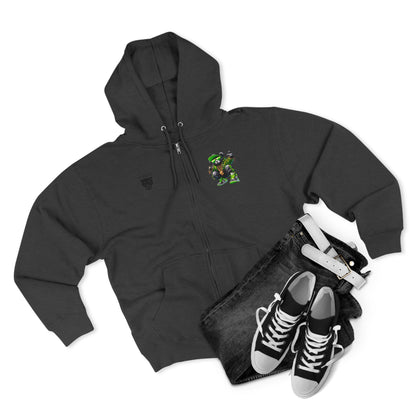 Streetwear Bear Zip Hoodie — Green Urban Teddy Graphic Zip-Up
