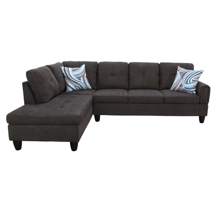 Sofa Set,Flannel Living Room Sofa Set,L-Shaped Sectional Sofa,2-Piece Couch Living Room,Dark Brown