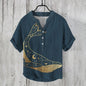 Printed V-neck Men's 3 Breasted Pullover Short Sleeve Shirt