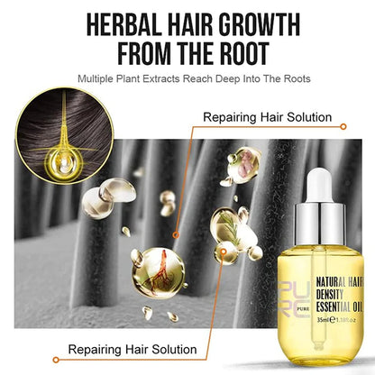 PURC High Hair Growth, Purc Oil for Hair Growth, HOVO Hair Density Essential Oil, Natural Hair Regrowth Serum, Anti-Frizz Hair Serum, Reduce Dry Hair Care Essential Oil for Women Men