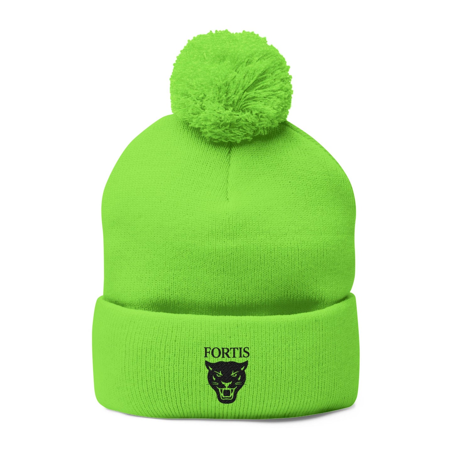 Embroidered Pom-Pom Beanie — FORTIS Panther Knit Cap