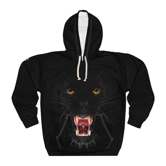 Black Panther Face Hoodie — Fierce Roaring Big Cat Pullover